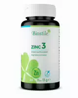 Biostile Zinc 3 Kapseln mit 3 Zinkformen aus Bisglycinat, Gluconat und Citrat, 30 st , Vegan