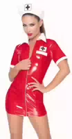 Kleid Plus Haube aus Lack im Krankenschwester Look