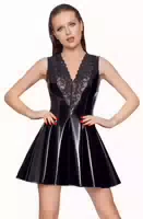 Kleid Aus Lack Mit Tiefem Spitzen Dekolleté