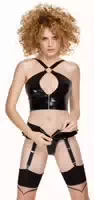 Minikleid aus Spitze und Lack