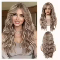 Blond Hellbraun Lange Gewellte Perücke Frauen Vorhang Pony S 1 st