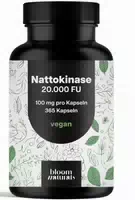 Bloom Naturals Nattokinase Kapseln Hochdosiert 365 Kapseln 20 000 Fu Pro Tag 12 Monate Vorrat