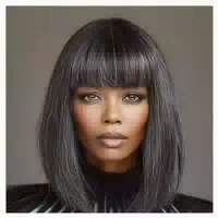 Perücke Bob Synthetik Kurze Glatte Pony Silber 13 Straight E 1 st