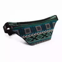 Bodhi Ethno Collection: Bauchtasche Jacquard Webstoff, Schwarz Weiß Grün Gemustert, Hip Bag