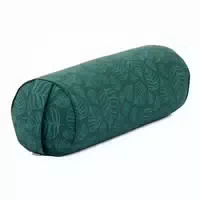Bodhi Ethno Collection: Yoga Bolster Rund , Ikat Webstoff, Schwarz Weiß Blau Gem , Dinkelhülsen