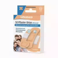 Lifemed 50 Pflaster Strips Hautfarben Allround 4 Größen, 8 Pack 400 st