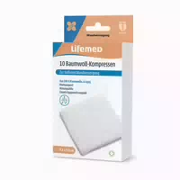 Lifemed Baumwoll Kompressen 9,5 Cm X 9,5 Cm Weiß 4 Lagig 10er Pack 12 St