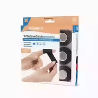 Lifemed Pflasterverbände Selbsthaftend 5 M X 2,5 Cm Schwarz, 12 X 9 Stück