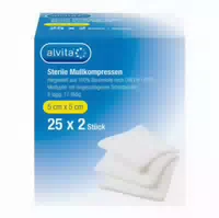 Alvita Mullkompressen Steril 5x5 Cm 25x2 St