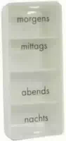 Tablettendose mit Angabe Morgens, Mittags, Abends, Nachts mit