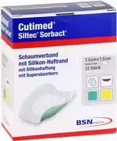 Cutimed Siltec Sorbact 7,5 X 7,5 cm 12 Stück