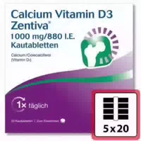 Calcium Vitamin D3 Zentiva 1000 mg 880 I E 100 Kautabletten