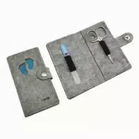 Maniküre Etui aus Filz Baby Blau Grau, 2 Teilig 1 st