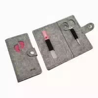 Maniküre Etui Aus Filz Baby Rosa Grau, 2 Teilig 1 St