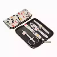 Reißverschluss Etui aus Wildleder mit Farbigem Dekor, 3 Tlg 1 st
