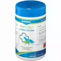 Petvital Feuchttücher für Ohren 120 Tücher