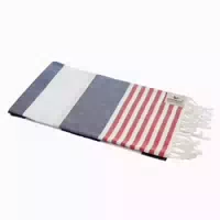 Hamamtuch Tommy Blau Rot Weiß Gestreift, Leicht & Stylish, 100% Baumwolle, 100 X 180 Cm 1 St