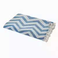 Hamamtuch Zickzack Blau, Doubleface Tuch Edel & Hochwertig, 100% Baumwolle, 90 X 175 Cm