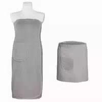 Carenesse Sauna Kilt Set Damen & Herren Hellgrau 100% Baumwolle