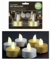 Led Teelichter Glitter 4er Set,2 X Gold 2 X Silber