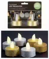 Led Teelichter Glitter Gold Farbig 2er Set