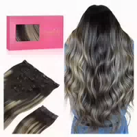 Clip in 35cm 150g #1b 19 1b Balayage Natürliches Schwarz Bis 1 st