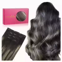 Clip in 40cm 75g #1b 16 1b Balayage Natürliches Schwarz Bis 1 st