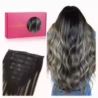Clip in 35cm 150g #1b 19 1b Balayage Natürliches Schwarz Bis 1 st