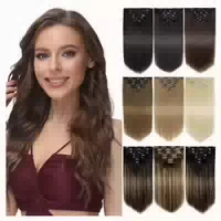 Clip in Echthaar Extensions 16 Clips Remy 14 Inch Braun mit 1 st