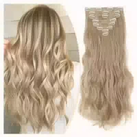 Clip in Extensions 43cm Ondulé Dunkelblonde Mischung Bleichb 1 st
