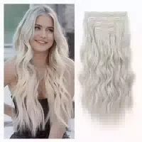 Clip in Extensions 6er Set 61 cm Blond mit Blonden Highlight 1 st