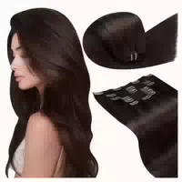 Clip in Extensions Echthaar 50 cm 7 Teilig 135 g Braun Glatt 1 st