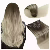 Clip in Extensions Echthaar 50cm Ombre Braun 50cm 7pcs 2 7#b 1 st