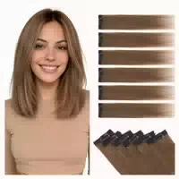 Extensions Clip in Echthaar 6 Stück Balayage 25cm #60 Platin 1 st