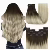 Clip in Extensions Echthaar Balayage Highlights 6 35cm #60 P 1 st