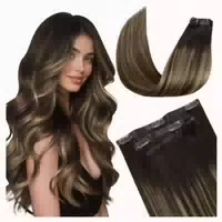 Clip Extensions Echthaar Balayage 40cm 7pcs 3 1#4 27 4 Invis 1 st