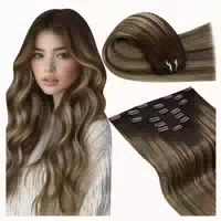 Clip in Extensions Echthaar Balayage Ombre 40cm 7pcs 135g 3 1 st