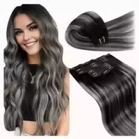 Clip in Extensions Echthaar Blayage Schwarz 40cm 7pcs 135g 3 1 st