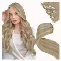 Clip in Extensions Echthaar Blond 30cm 70g 5tlg 1 st