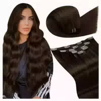 Clip in Extensions Echthaar Braun Doppelt Tressen 35 35cm 5p 1 st