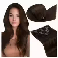 Clip in Extensions Echthaar Dunkelbraun 40cm 40cm 7pcs 1 3#4 1 st