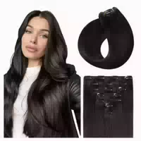 Clip in Extensions Echthaar Invisible 45cm 80g #1b Natürlich 1 st