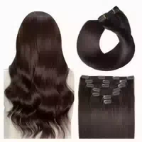 Clip in Extensions Echthaar Menschenhaar 35cm 70g #2 Dunkel 1 st