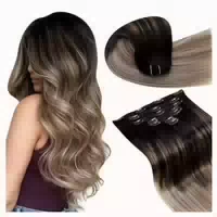 Extensions Clip in Echthaar Schwarz 45cm Glatt 7pcs 45cm 7pc 1 st