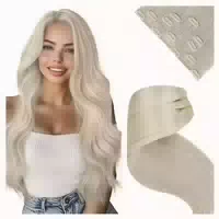 Clip in Extensions Echthaar Platinblond Doppelt 35cm 5pcs 2 1 st