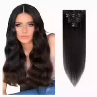 Clip Extensions Echthaar Remy #1 Lackschwarz 50cm 8 Stück 1 st
