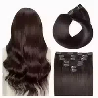 Clip in Extensions Echthaar Remy 22 Zoll 55cm 100g #2 Dunkel 1 st