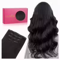 Clip in Extensions Echthaar Remy 35cm 75g #1 Tief Schwarz 1 st