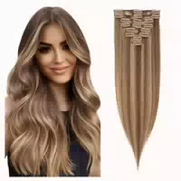 Clip Extensions Echthaar Remy #4 27 Balayage Blond 50cm 8 st 1 st