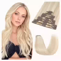 Clip Extensions Echthaar Remy 40cm #18 613 Balayage Blond 40 1 st
